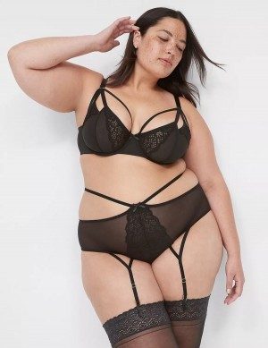 Lane Bryant Garter Women Briefs Black | LVO681WS