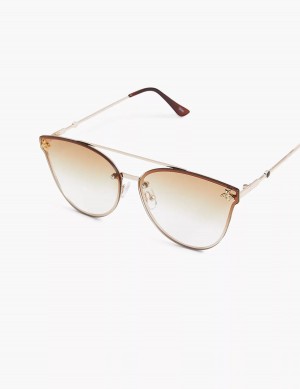 Lane Bryant Goldtone Bee Aviator Women Sunglasses Gold | UNE3746UN