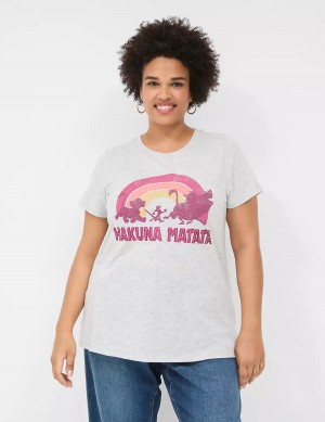 Lane Bryant Hakuna Matata Graphic Tee Women T Shirts Grey | ADD5659QY