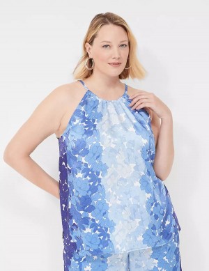 Lane Bryant Halter-Neck Top Women Tank Top Blue | QJG2030QJ