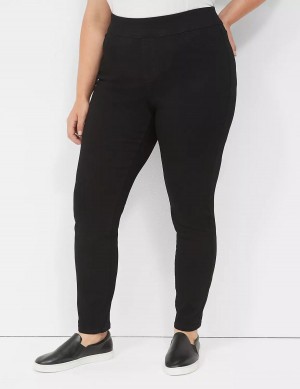 Lane Bryant High-Rise Sateen Pull-On Women Jeggings Black | CDF4119YE