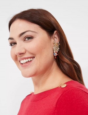 Lane Bryant Holiday Pearlized & Pave Reindeer Women Earrings Gold | VYN3595KL