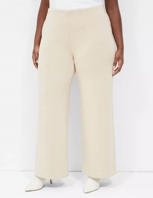 Lane Bryant Journey Knit High-Rise Wide Leg Women Pants Khaki | LHJ4311SU