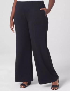 Lane Bryant Journey Knit High-Rise Wide Leg Women Pants Black | RPK354BF