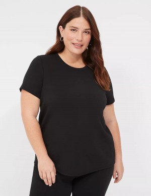 Lane Bryant Journey Short-Sleeve Tee Women T Shirts Black | ITB3294XP