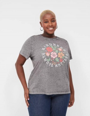 Lane Bryant Kindness Always Matters Burnout Graphic Tee Women T Shirts Dark Grey | XUE7831FZ