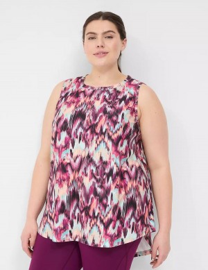 Lane Bryant LIVI Crew-Neck V-Back Recycled LIVI Soft Women Tank Top Red Multicolor | BHM5130YM