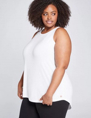 Lane Bryant LIVI High-Neck V-Back Women Tank Top White | AFS118SK