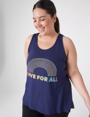 Lane Bryant LIVI Pride Cut-Out Back Women Tank Top Blue | ZRJ650ZY