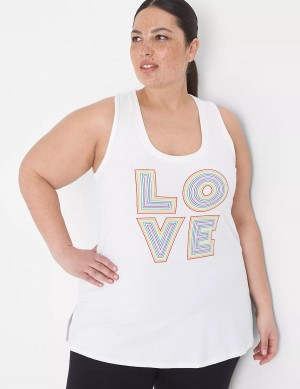 Lane Bryant LIVI Pride Racerback Women Tank Top White | JMB9286EH