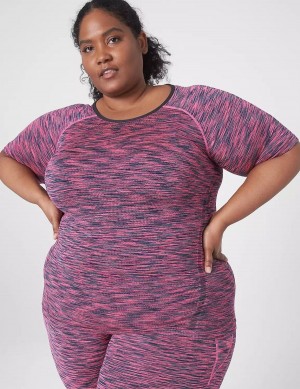 Lane Bryant LIVI Seamless Fitted Spacedye Top Women T Shirts Pink | RJO8494DE