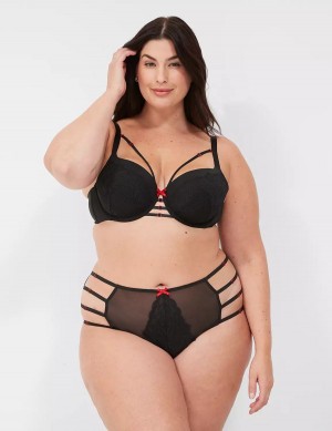 Lane Bryant Lace-Trim Lightly Lined Women Balconette Bra Black | WDD1225MX