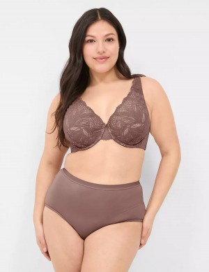 Lane Bryant Lace Unlined Full Coverage Women Bralettes Deep Grey Brown | PBJ4191UI