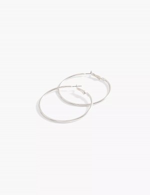 Lane Bryant Large Women Hoop Earrings Silver | YQZ699HP