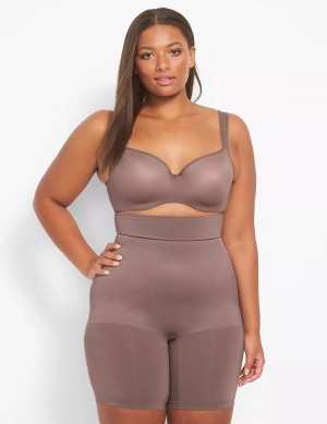 Lane Bryant Level 2 Shaping Ultra High-Waist Short Women Briefs Deep Grey Brown | NQG3172LF