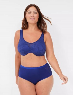 Lane Bryant Lightly Lined Full Coverage with Lace Overlay Women Bralettes Blue | EEG243PI