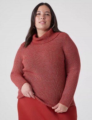 Lane Bryant Long-Sleeve Cowlneck Rib Women Sweaters Red | XUK9658DC