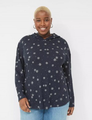 Lane Bryant Long-Sleeve Curved-Hem Tee Women T Shirts Navy | OVL2657MX