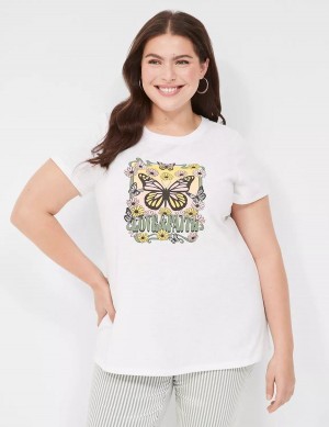 Lane Bryant Love & Faith Graphic Tee Women T Shirts White | GSO569UB