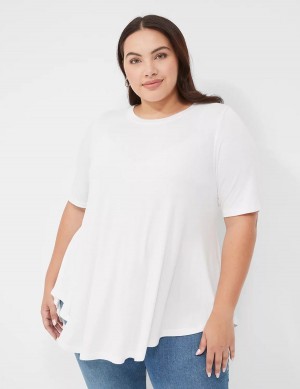 Lane Bryant Max Swing Perfect Sleeve Crew-Neck Tee Women T Shirts White | LGY5293HB