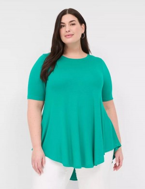 Lane Bryant Max Swing Perfect Sleeve Crew-Neck Tee Women T Shirts Light Turquoise | PRO6345YX