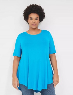 Lane Bryant Max Swing Perfect Sleeve Crew-Neck Tee Women T Shirts Blue | VFS2443PK