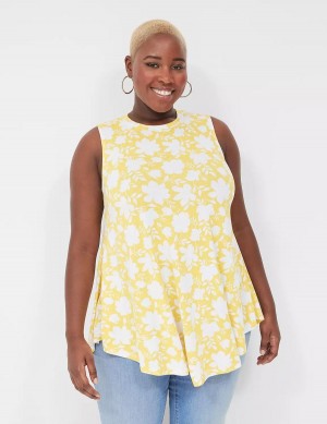 Lane Bryant Max Swing Sleeveless High-Neck Tunic Women T Shirts Yellow | USG2130YO