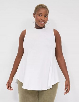 Lane Bryant Max Swing Sleeveless High-Neck Tunic Women T Shirts White | HAJ676FM