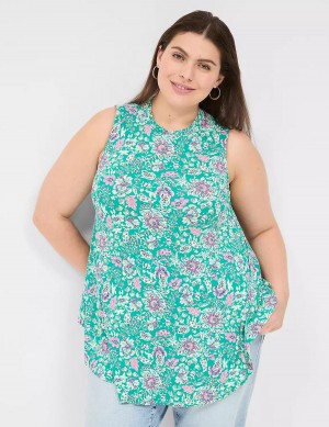 Lane Bryant Max Swing Sleeveless High-Neck Tunic Women T Shirts Light Turquoise | JSZ9792IR