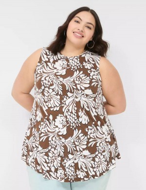 Lane Bryant Max Swing Sleeveless High-Neck Tunic Women T Shirts Brown | NGK6322MH