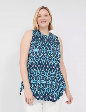 Lane Bryant Max Swing Sleeveless High-Neck Tunic Women T Shirts Blue | VTU2654KF