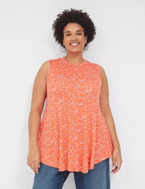 Lane Bryant Max Swing Sleeveless High-Neck Tunic Women T Shirts Orange | ZMO8953OR