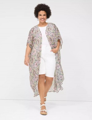 Lane Bryant Maxi Chiffon Overpiece Women Robe Multicolor | DJW8979FR