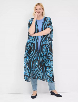 Lane Bryant Maxi Chiffon Overpiece Women Robe Blue | XOM8244ZQ