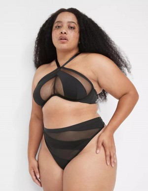 Lane Bryant Mesh Bandeau Women Bralettes Black | NFA6859GH