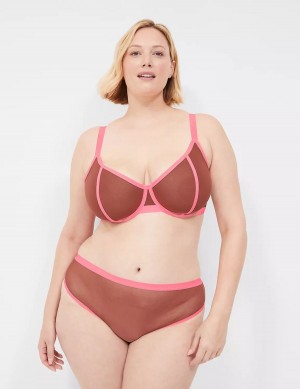 Lane Bryant Mesh Demi Women Unlined Bra Pink Black | JSO5038UE