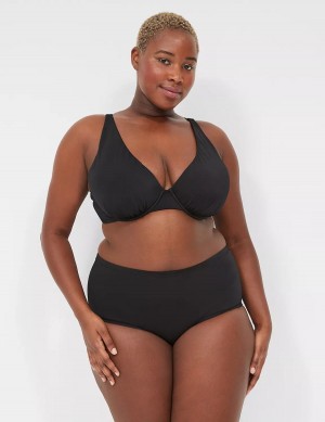 Lane Bryant Mid-Rise Swim Women Briefs Black | DUW7343NO