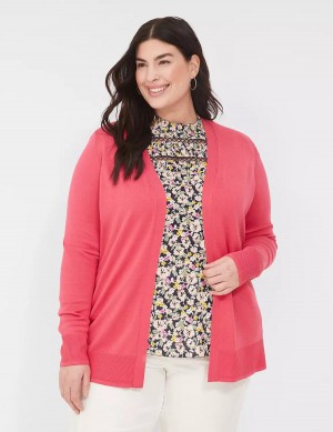 Lane Bryant Modern Long-Sleeve Open-Front Women Cardigan Pink | OZD3718ZU