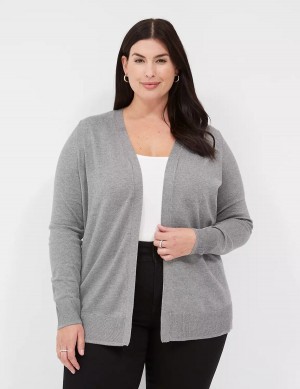 Lane Bryant Modern Long-Sleeve Open-Front Women Cardigan Grey | MVI9127LI