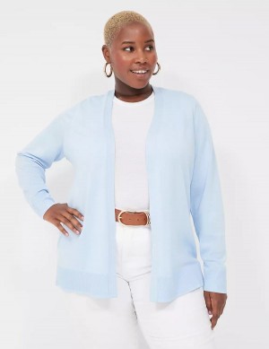 Lane Bryant Modern Long-Sleeve Open-Front Women Cardigan Blue | OXV1944BV