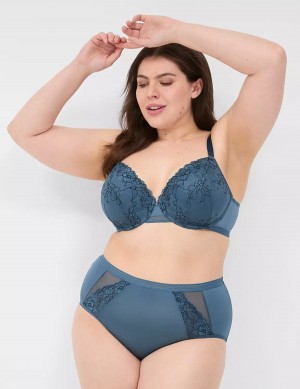 Lane Bryant Modern Romance Lightly Lined Demi Women Bralettes Blue Grey | ENT9259XG