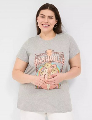 Lane Bryant Nashville Graphic Tee Women T Shirts Light Grey | MGF6067YQ