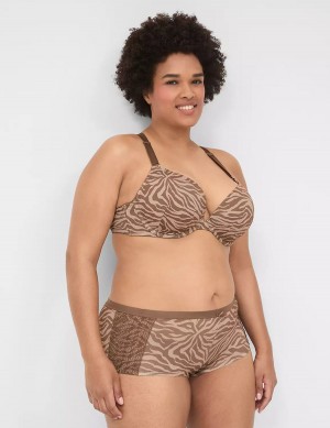 Lane Bryant No-Show Boyshort With Lace Trim Women Briefs Deep Grey Brown | RXV2175JO