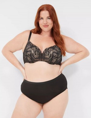 Lane Bryant No-Show Lace-Back Full Women Briefs Black | JER2987RE