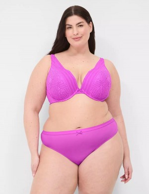 Lane Bryant No-Show With Lace Back Women Thong Panty Light Purple | FKK5646RD