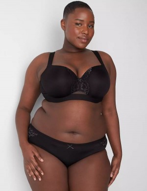 Lane Bryant No-Show With Satin Lace Women Hipster Panty Black | BMX1087CB