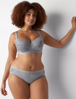 Lane Bryant No-Show With Satin Lace Women Hipster Panty Grey | WOW4362CJ