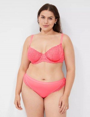 Lane Bryant No-Show with Lace Women Thong Panty Pink | FLF5640GA