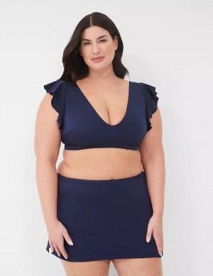 Lane Bryant No-Wire Flutter-Sleeve Women Bikini Top Blue | XEH8582QE