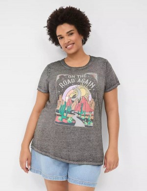 Lane Bryant On The Road Graphic Tee Women T Shirts Grey | FHX66100EE